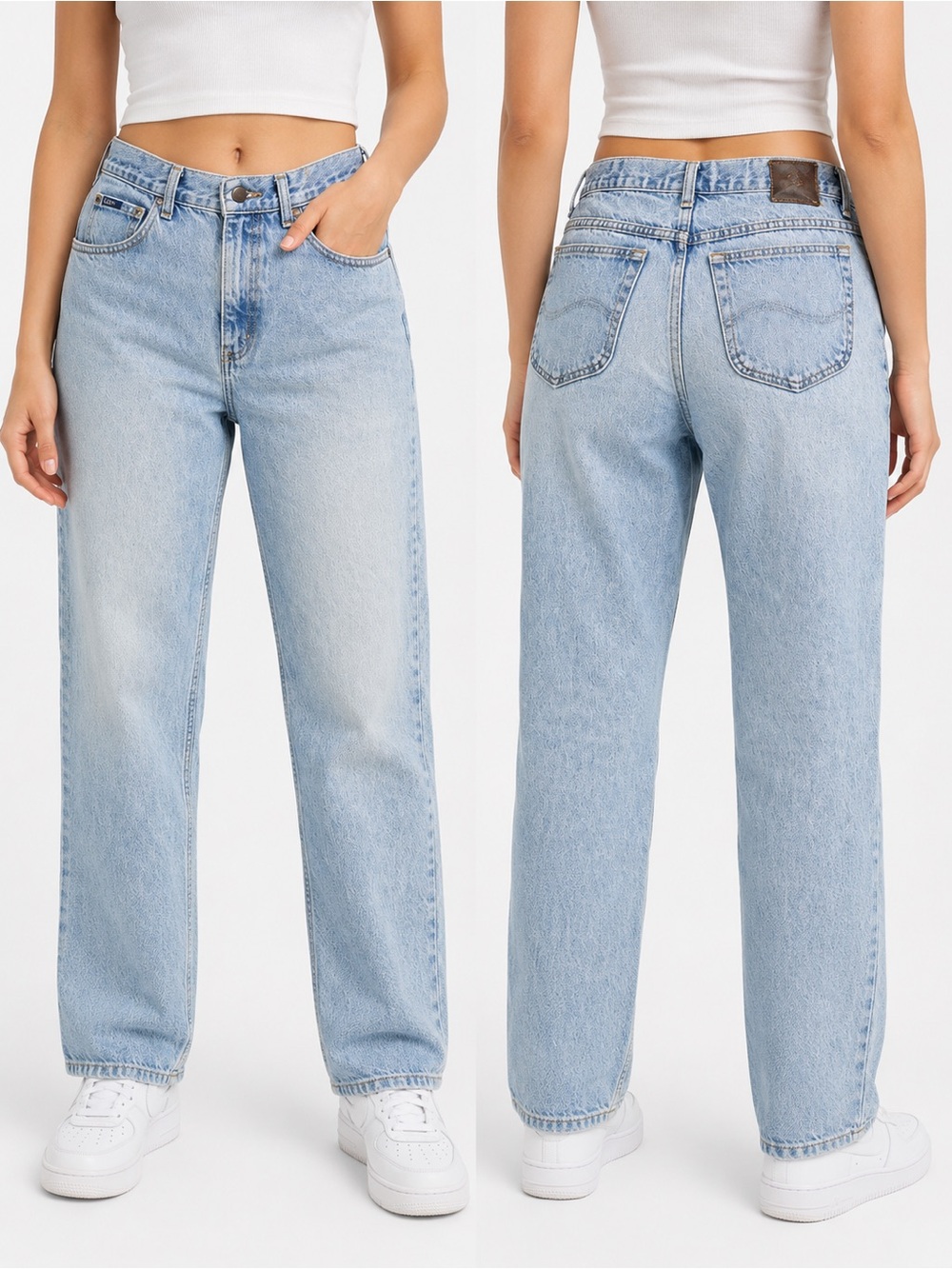 Vintage Lee High Rise Mom Jeans Light Wash Women’s 12 • Tapered Leg Denim